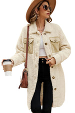 Load image into Gallery viewer, Blue Contrast Flap Pocket Single Breasted Teddy Coat - Fashion Queen - 6