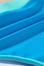 Load image into Gallery viewer, Blue Contrast Trim Crisscross Back High Waisted Bikini - Fashion Queen - 17