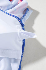 Load image into Gallery viewer, Blue Floral Print Ruffled V Neck High Waist One Piece Swimwear - Fashion Queen - 19