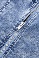 Load image into Gallery viewer, Blue Frilly Square Neck Bustier Puff Sleeve Short Denim Dress - Fashion Queen - 11