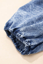 Load image into Gallery viewer, Blue Frilly Square Neck Bustier Puff Sleeve Short Denim Dress - Fashion Queen - 9