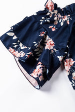 Load image into Gallery viewer, Blue Ruffle Off Shoulder Flounce Sleeve Floral Blouse - Fashion Queen -  19