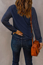 Load image into Gallery viewer, Blue Sheer Stripe V-Neck Top - Fashion Queen - 2