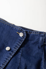 Load image into Gallery viewer, Bluing Asymmetric Wrapped Buttoned High Waist Denim Shorts - Fashion Queen - 12