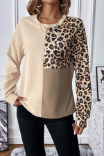 Load image into Gallery viewer, Bonbon Leopard Colorblock Waffle Knit Top - Fashion Queen - 16