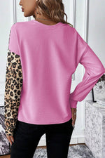 Load image into Gallery viewer, Bonbon Leopard Colorblock Waffle Knit Top - Fashion Queen - 2