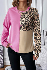 Load image into Gallery viewer, Bonbon Leopard Colorblock Waffle Knit Top - Fashion Queen - 7