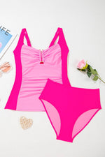 Load image into Gallery viewer, Bonbon Ruched Tummy Control Tankini 2pcs Swimsuit - Fashion Queen - 11