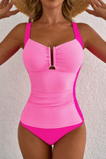 Load image into Gallery viewer, Bonbon Ruched Tummy Control Tankini 2pcs Swimsuit - Fashion Queen - 4
