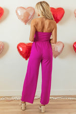 Load image into Gallery viewer, Bright Pink Bowknot Strapless Wide Leg Jumpsuit - Fashion Queen - 2