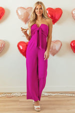 Load image into Gallery viewer, Bright Pink Bowknot Strapless Wide Leg Jumpsuit - Fashion Queen - 4