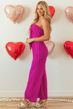 Load image into Gallery viewer, Bright Pink Bowknot Strapless Wide Leg Jumpsuit - Fashion Queen - 5