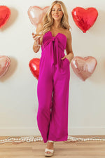 Load image into Gallery viewer, Bright Pink Bowknot Strapless Wide Leg Jumpsuit - Fashion Queen - 6