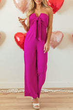 Load image into Gallery viewer, Bright Pink Bowknot Strapless Wide Leg Jumpsuit - Fashion Queen - 8