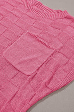 Load image into Gallery viewer, Bright Pink Lattice Textured Knit Short Sleeve Sweater - Fashion Queen - 15