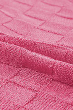 Load image into Gallery viewer, Bright Pink Lattice Textured Knit Short Sleeve Sweater - Fashion Queen - 16