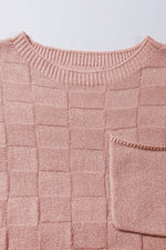 Load image into Gallery viewer, Bright Pink Lattice Textured Knit Short Sleeve Sweater - Fashion Queen - 25