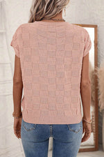Load image into Gallery viewer, Bright Pink Lattice Textured Knit Short Sleeve Sweater - Fashion Queen - 5