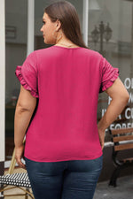 Load image into Gallery viewer, Bright Pink Ruffled Short Sleeve Plus Size Top - Fashion Queen - 14
