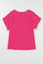 Load image into Gallery viewer, Bright Pink Ruffled Short Sleeve Plus Size Top - Fashion Queen - 20