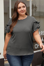 Load image into Gallery viewer, Bright Pink Ruffled Short Sleeve Plus Size Top - Fashion Queen - 25