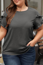 Load image into Gallery viewer, Bright Pink Ruffled Short Sleeve Plus Size Top - Fashion Queen - 29