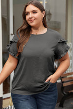 Load image into Gallery viewer, Bright Pink Ruffled Short Sleeve Plus Size Top - Fashion Queen - 30