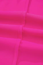 Load image into Gallery viewer, Bright Pink Seamed Back High Low Hem V Neck Cuffed Sleeve Plus Size Tee - Fashion Queen - 10