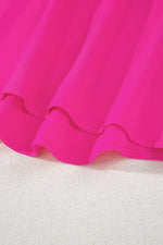 Load image into Gallery viewer, Bright Pink Seamed Back High Low Hem V Neck Cuffed Sleeve Plus Size Tee - Fashion Queen - 12