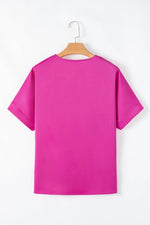 Load image into Gallery viewer, Bright Pink Silky V Neck Dolman Blouse - Fashion Queen - 4