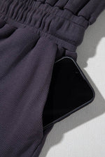 Load image into Gallery viewer, Bristol Black Knit Open Back Cap Sleeve Drawstring Romper - Fashion Queen -  13