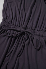 Load image into Gallery viewer, Bristol Black Knit Open Back Cap Sleeve Drawstring Romper - Fashion Queen -  14