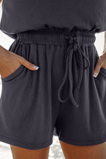 Load image into Gallery viewer, Bristol Black Knit Open Back Cap Sleeve Drawstring Romper - Fashion Queen -  7