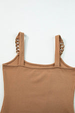 Load image into Gallery viewer, Brown Gold Chain Straps Rib Knit Tank Top - Fashion Queen - 10