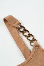 Load image into Gallery viewer, Brown Gold Chain Straps Rib Knit Tank Top - Fashion Queen - 11