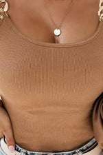 Load image into Gallery viewer, Brown Gold Chain Straps Rib Knit Tank Top - Fashion Queen - 2