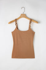 Load image into Gallery viewer, Brown Gold Chain Straps Rib Knit Tank Top - Fashion Queen - 7
