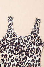 Load image into Gallery viewer, Brown Leopard Print U Neck Sleeveless Bodysuit - Fashion Queen - 9