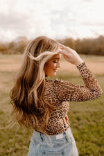 Load image into Gallery viewer, Brown Leopard Smocked Neck Mesh Long Sleeve Bodysuit - Fashion Queen - 14