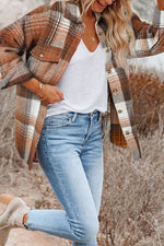 Load image into Gallery viewer, Brown Plaid Flap Pockets Shacket - Fashion Queen - 1