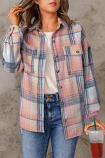 Load image into Gallery viewer, Brown Plaid Flap Pockets Shacket - Fashion Queen - 4