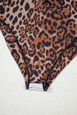 Load image into Gallery viewer, Brown Spaghetti Straps Ruched Leopard Bodysuit - Fashion Queen - 13