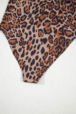 Load image into Gallery viewer, Brown Spaghetti Straps Ruched Leopard Bodysuit - Fashion Queen - 7