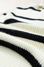 Load image into Gallery viewer, Brown Stripe Zipped Collar Cap Sleeve Knit Top - Fashion Queen - 26