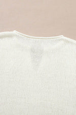 Load image into Gallery viewer, Brown Striped Accent Notched V Neck Cropped Sweater T Shirt - Fashion Queen - 14