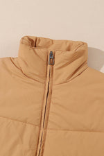 Load image into Gallery viewer, Brown Zip Up Pocketed Puffer Jacket - Fashion Queen - 9