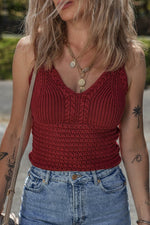 Load image into Gallery viewer, Burgundy Cable Knit Pointelle Slim Fit V Neck Sweater Vest - Fashion Queen - 1