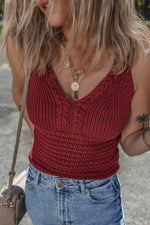 Load image into Gallery viewer, Burgundy Cable Knit Pointelle Slim Fit V Neck Sweater Vest - Fashion Queen - 4