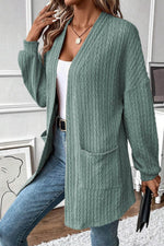 Load image into Gallery viewer, Canton Textured Knit Side Pockets Open Front Cardigan - Fashion Queen - 3