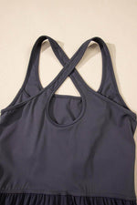 Load image into Gallery viewer, Carbon Grey Back Crossed Straps Hollow Out Jogger Jumpsuit - Fashion Queen - 16